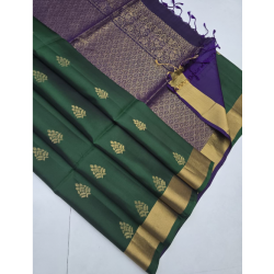 Pure Soft Kanchipuram silk  saree with contrast color border with weaving work ,-804-F