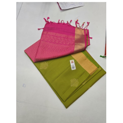 Pure Soft Kanchipuram silk saree with contrast color border with weaving work-AZ-804-D
