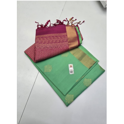 Pure Soft Kanchipuram silk saree with contrast color border with weaving work,-AZ-804-C
