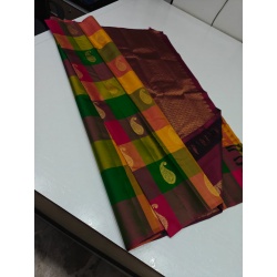 A beautiful multicolor pure Kanchipuram   pure silk 2 gm handloom silk saree -1-202156 