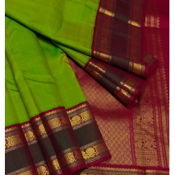 Pure kanchipuram silk sarees handwoven with 2 g pure jari raising tradditional korvai bridal saree-AZ00377612026-B