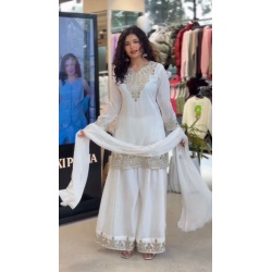 Ready‑Made Sequence Embroidered Suit Set – Top, Palazzo & Dupatta (Fully Stitched)-LG‑2087